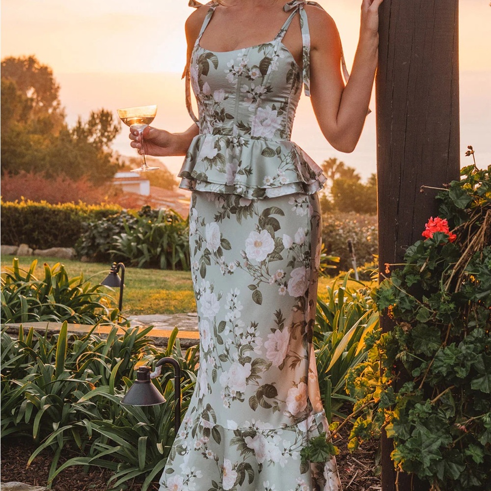 Pauline Peplum Dress - Secret Garden